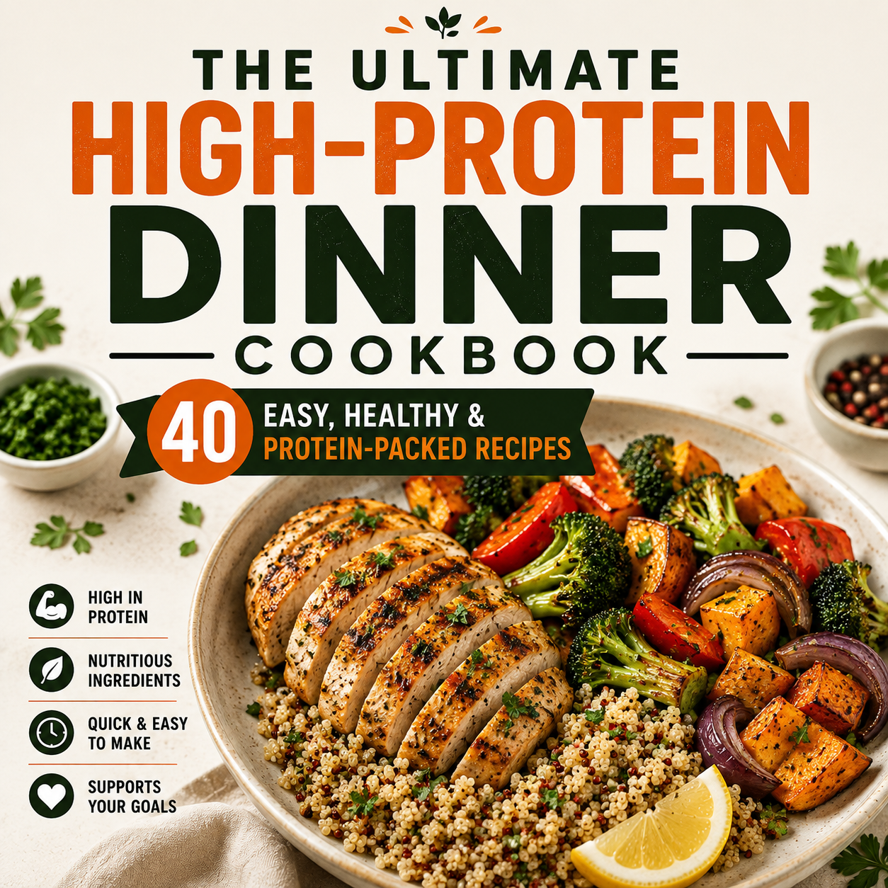 40 High Protein Dinner Recipes cookbook cover