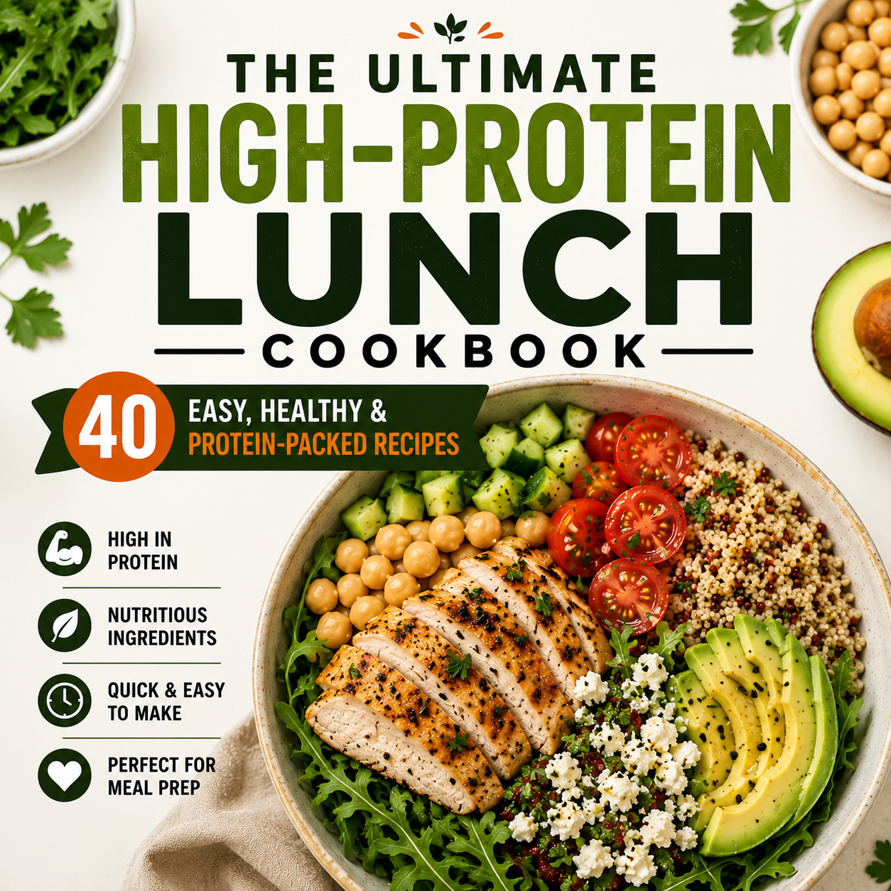 40 High Protein Lunch Recipes cookbook cover
